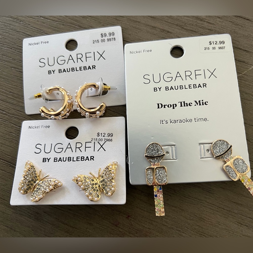 3 pairs Statement Earrings Bundle Sugarfix BaubleBar NWT Gift Ready